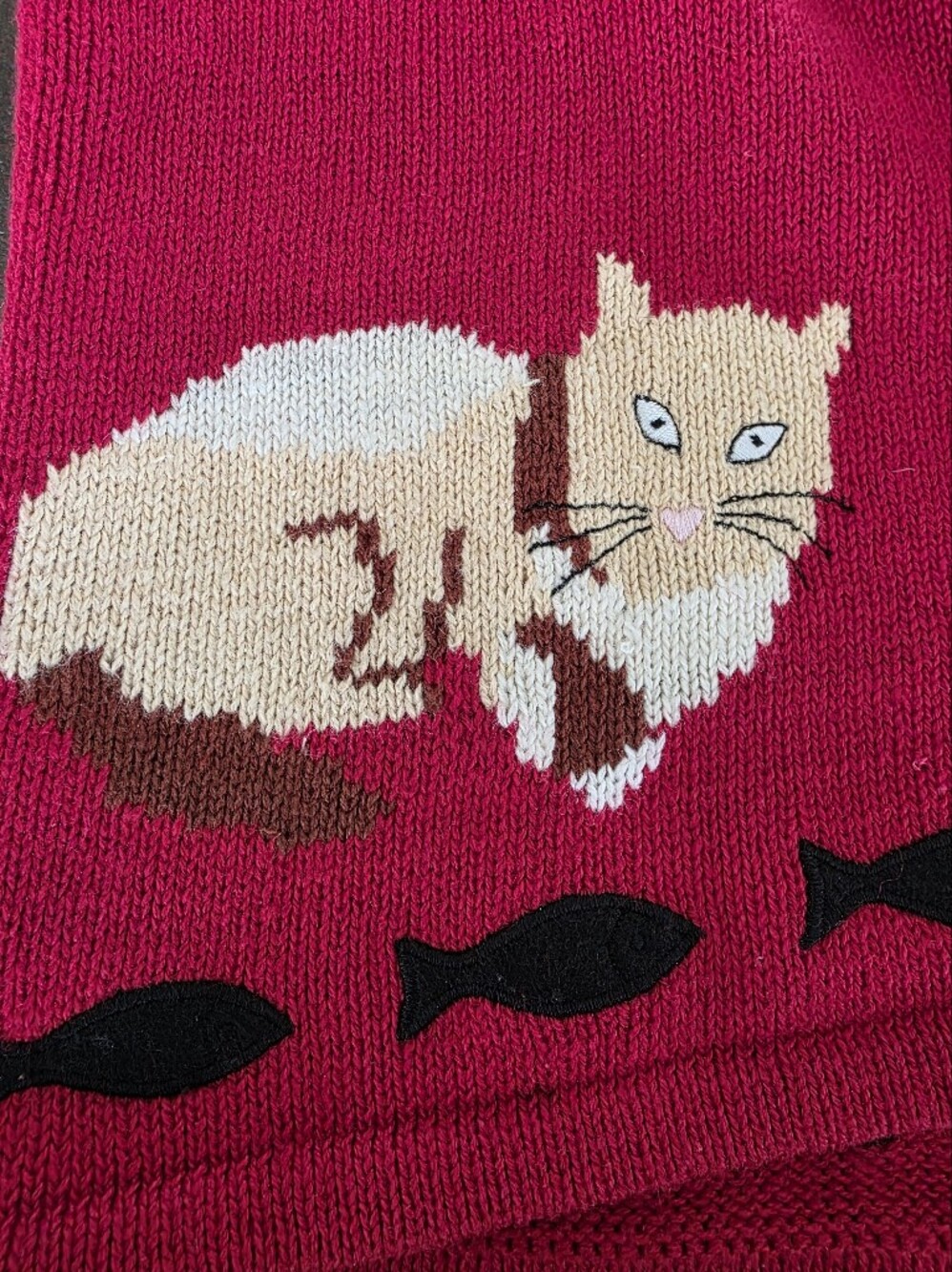 Vintage Tally-Ho Cat Cardigan Size S Novelity Knit - Picture 10 of 12